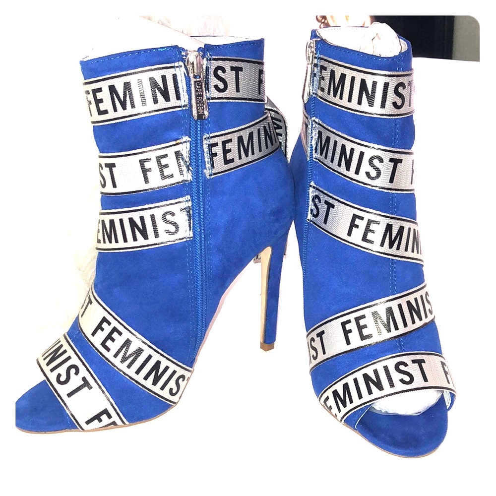 Blue Feminist Heels